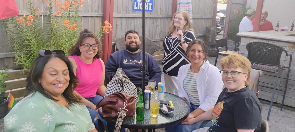 Smiles during Name That Tune at Casey's Toledo
