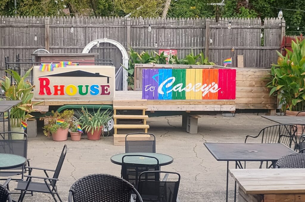 Seasonal patio at Casey’s gay-friendly neighborhood bar in Toledo