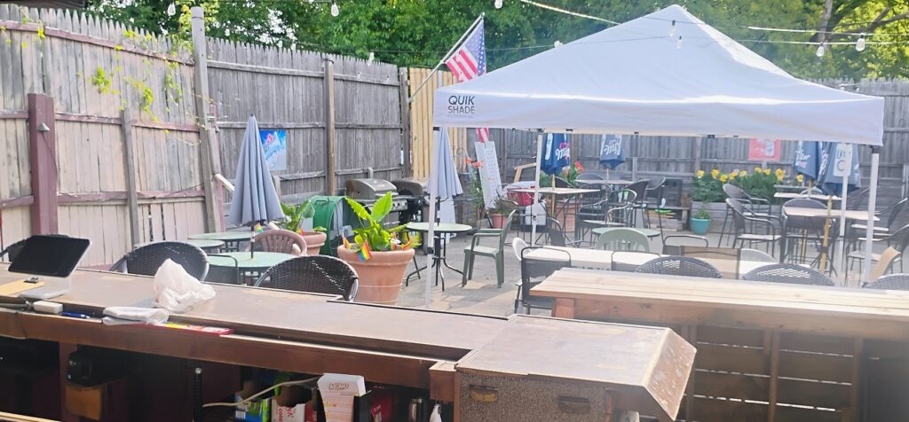 Seasonal patio at Casey’s neighborhood bar in Toledo